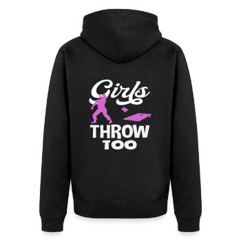 Cornhole Lover Girls Throw Also - Unisex Premium Organic Zip Hoodie - black - Back - Nico (187cm)