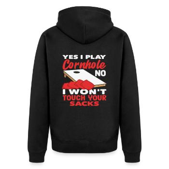 Amateur de jeux Cornhole Lover - Veste à capuche bio Premium Unisexe - noir - Dos - Nico (187cm)