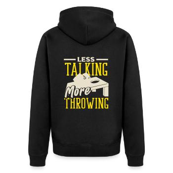 Cornhole Lovers Less Talk More Throw - Unisex Premium Organic Zip Hoodie - black - Back - Nico (187cm)