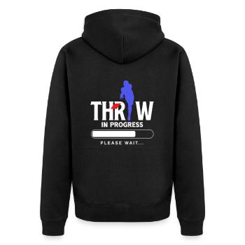 Cornhole Lover Throw in Work - Unisex Premium Organic Zip Hoodie - black - Back - Nico (187cm)