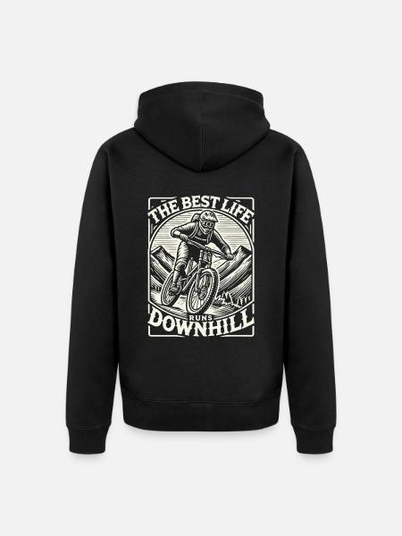 Bike Downhill Adventurer Retro Style - Unisex Premium Organic Zip Hoodie - black
