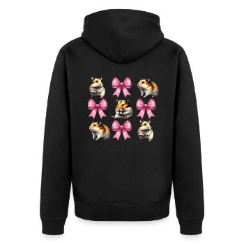 Coquette Bow Hamster Niedlich Hammy Mom Mothers - Unisex Premium Bio Zip Hoodie - Schwarz - Hinten - Nico (187cm)