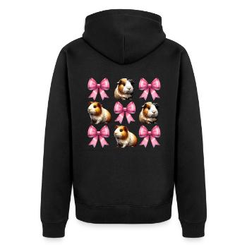 Coquette Bow Guinea Pig Cute Pet Mom Mothers - Unisex Premium Organic Zip Hoodie - black - Back - Nico (187cm)