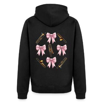 Coquettish Bow Trombone Girl Trombonist Mom - Unisex Premium Organic Zip Hoodie - black - Back - Nico (187cm)