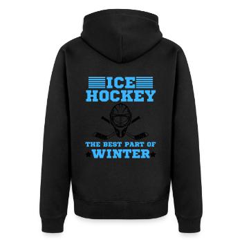 Eishockey Spruch Eishockeyteam Design - Unisex Premium Bio Zip Hoodie - Schwarz - Hinten - Nico (187cm)