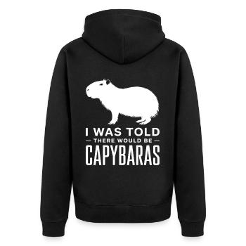 Capybara - Unisex Premium Organic Zip Hoodie - black - Back - Nico (187cm)