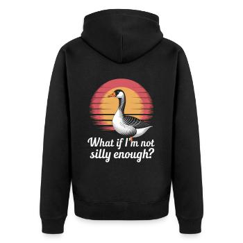 Lustige Gans Aufdruck Humor Spruch - Unisex Premium Bio Zip Hoodie - Schwarz - Hinten - Nico (187cm)