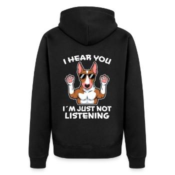 Bullterrier Spruch Lustiges Bullterrier Geschenk - Unisex Premium Bio Zip Hoodie - Schwarz - Hinten - Nico (187cm)