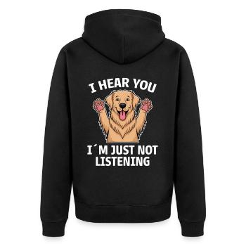 Golden Retriever Spruch Golden Retriever Geschenk - Unisex Premium Bio Zip Hoodie - Schwarz - Hinten - Nico (187cm)