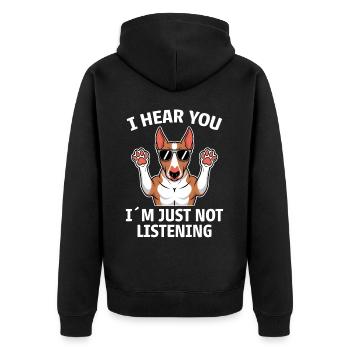 Bullterrier Spruch Lustiges Bullterrier Geschenk - Unisex Premium Bio Zip Hoodie - Schwarz - Hinten - Nico (187cm)