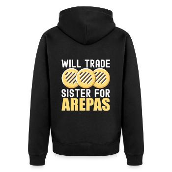 Venezuelan Arepas - Unisex Premium Organic Zip Hoodie - black - Back - Nico (187cm)