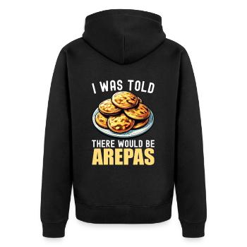 Venezolanische Arepas - Unisex Premium Bio Zip Hoodie - Schwarz - Hinten - Nico (187cm)