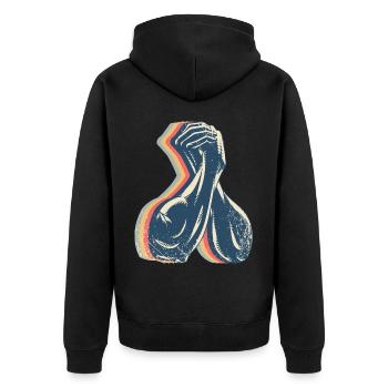 Arm Wrestling Arm Wrestler Retro Line Art - Unisex Premium Organic Zip Hoodie - black - Back - Nico (187cm)