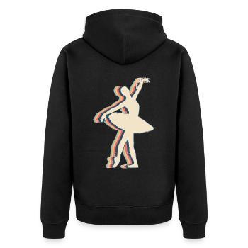 Ballet Danse Ballerine Danseuse Rétro Line Art - Veste à capuche bio Premium Unisexe - noir - Dos - Nico (187cm)