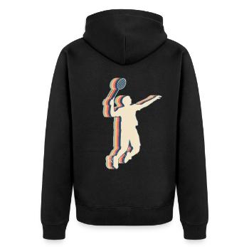 Badminton Spieler Mannschaft Trainer Trainer Retro - Unisex Premium Bio Zip Hoodie - Schwarz - Hinten - Nico (187cm)