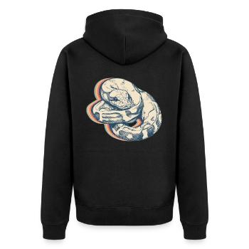 Ball Python Snake Retro Line Art - Unisex Premium Organic Zip Hoodie - black - Back - Nico (187cm)