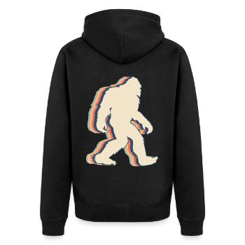 Bigfoot Sasquatch Yeti Retro Line Art - Unisex Premium Organic Zip Hoodie - black - Back - Nico (187cm)