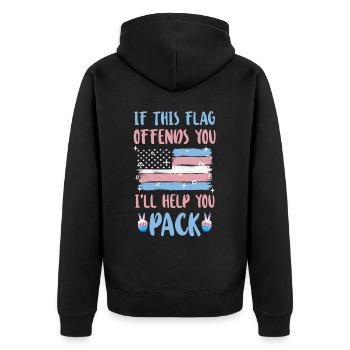 Transgender Trans LGBT Pride - Unisex Premium Bio Zip Hoodie - Schwarz - Hinten - Nico (187cm)
