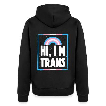 Transgender Trans LGBT Pride - Unisex Premium Bio Zip Hoodie - Schwarz - Hinten - Nico (187cm)
