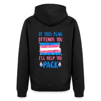 Transgender Trans LGBT Pride - Unisex Premium Bio Zip Hoodie - Schwarz - Hinten - Nico (187cm)