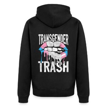 Transgender Trans LGBT Pride - Unisex Premium Bio Zip Hoodie - Schwarz - Hinten - Nico (187cm)
