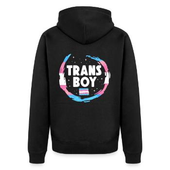 Transgender Trans LGBT Pride - Unisex Premium Bio Zip Hoodie - Schwarz - Hinten - Nico (187cm)