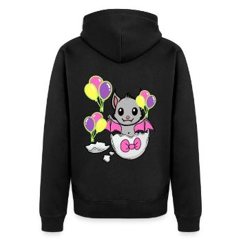 Fledermaus Baby Geburt Geburtstag Kinder Kind Ei - Unisex Premium Bio Zip Hoodie - Schwarz - Hinten - Nico (187cm)
