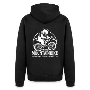 Fahrrad Retro Bär Mountainbike Club - Unisex Premium Bio Zip Hoodie - Schwarz - Hinten - Nico (187cm)