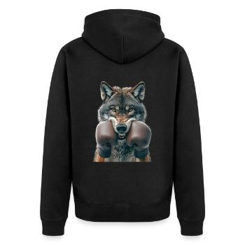 Wolf - Unisex Premium Bio Zip Hoodie - Schwarz - Hinten - Nico (187cm)