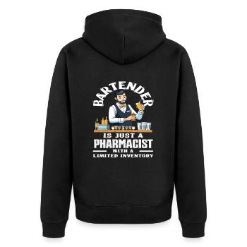 Bartender is a pharmacist with limited - Unisex Premium Organic Zip Hoodie - black - Back - Nico (187cm)