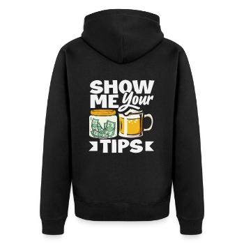 Montrez-moi vos conseils Barman Humour - Veste à capuche bio Premium Unisexe - noir - Dos - Nico (187cm)
