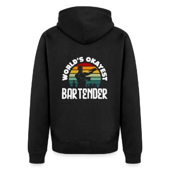 Le meilleur design de barman Okay au monde - Veste à capuche bio Premium Unisexe - noir - Dos - Nico (187cm)