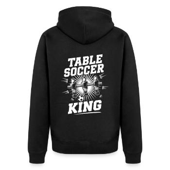 Table Soccer King Kickern Kickerspieler - Unisex Premium Bio Zip Hoodie - Schwarz - Hinten - Nico (187cm)