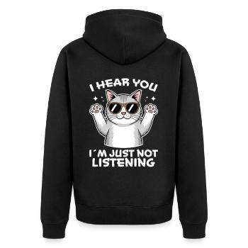 British Shorthair Dire Drôle de Chats Cadeau - Veste à capuche bio Premium Unisexe - noir - Dos - Nico (187cm)