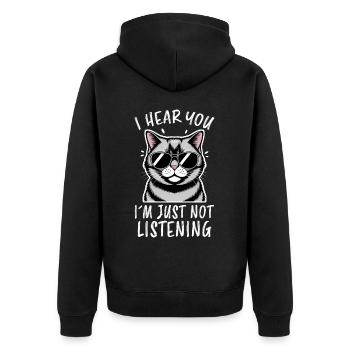 British Shorthair Dire Drôle de Chats Cadeau - Veste à capuche bio Premium Unisexe - noir - Dos - Nico (187cm)