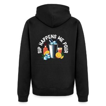 Bartender Barman Sip Happens We Pour - Unisex Premium Organic Zip Hoodie - black - Back - Nico (187cm)
