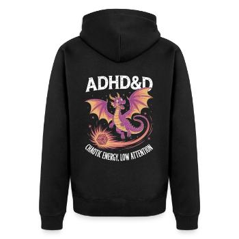 Adhs RPG - Unisex Premium Bio Zip Hoodie - Schwarz - Hinten - Nico (187cm)