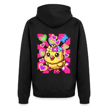 Spring Easter Chick Kids Child Baby - Unisex Premium Organic Zip Hoodie - black - Back - Nico (187cm)