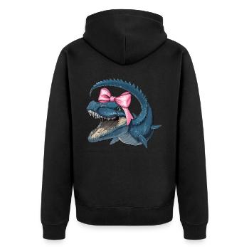 Coquette Bogen Mosasaurus Dinosaurier Mädchen Mama - Unisex Premium Bio Zip Hoodie - Schwarz - Hinten - Nico (187cm)
