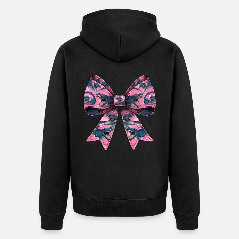 Coquette Bogen Mosasaurus Dinosaurier Muster - Unisex Premium Bio Zip Hoodie - Schwarz