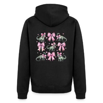 Coquette Bogen Brontosaurus Dinosaurier Mädchen - Unisex Premium Bio Zip Hoodie - Schwarz - Hinten - Nico (187cm)