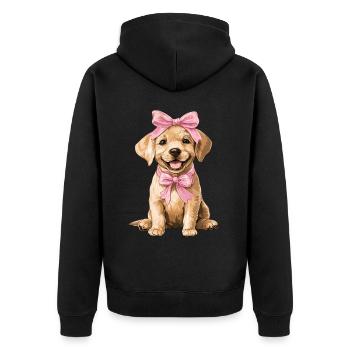 Coquette Bow Labrador Chien Maman Fille Rose - Veste à capuche bio Premium Unisexe - noir - Dos - Nico (187cm)