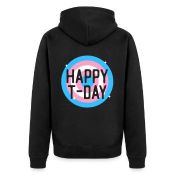 Transgender Trans LGBT Pride - Unisex Premium Bio Zip Hoodie - Schwarz - Hinten - Nico (187cm)
