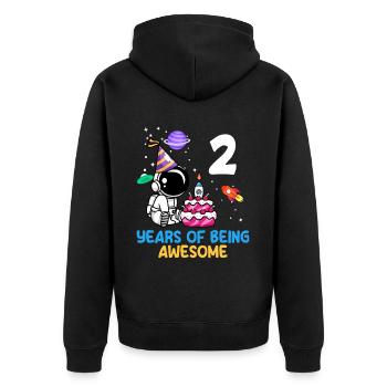 Zwei Jahre Weltraumabenteuer Freude Geburtstag - Unisex Premium Bio Zip Hoodie - Schwarz - Hinten - Nico (187cm)