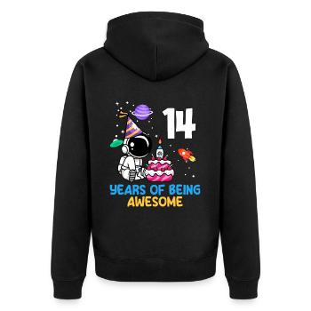 14 Years Fantastic With Space - Unisex Premium Organic Zip Hoodie - black - Back - Nico (187cm)