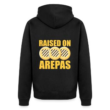 Venezuelan Arepas - Unisex Premium Organic Zip Hoodie - black - Back - Nico (187cm)
