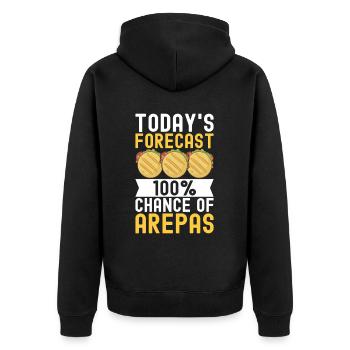 Venezuelan Arepas - Unisex Premium Organic Zip Hoodie - black - Back - Nico (187cm)