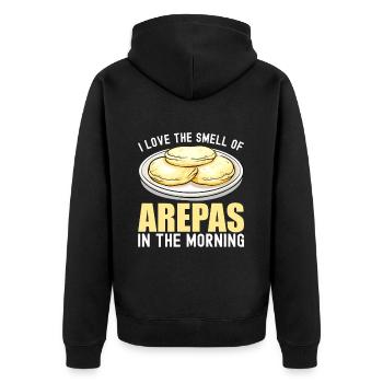 Venezolanische Arepas - Unisex Premium Bio Zip Hoodie - Schwarz - Hinten - Nico (187cm)