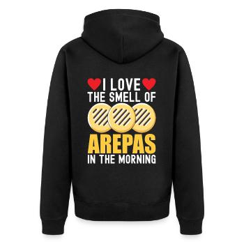 Venezolanische Arepas - Unisex Premium Bio Zip Hoodie - Schwarz - Hinten - Nico (187cm)