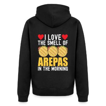 Venezolanische Arepas - Unisex Premium Bio Zip Hoodie - Schwarz - Hinten - Nico (187cm)